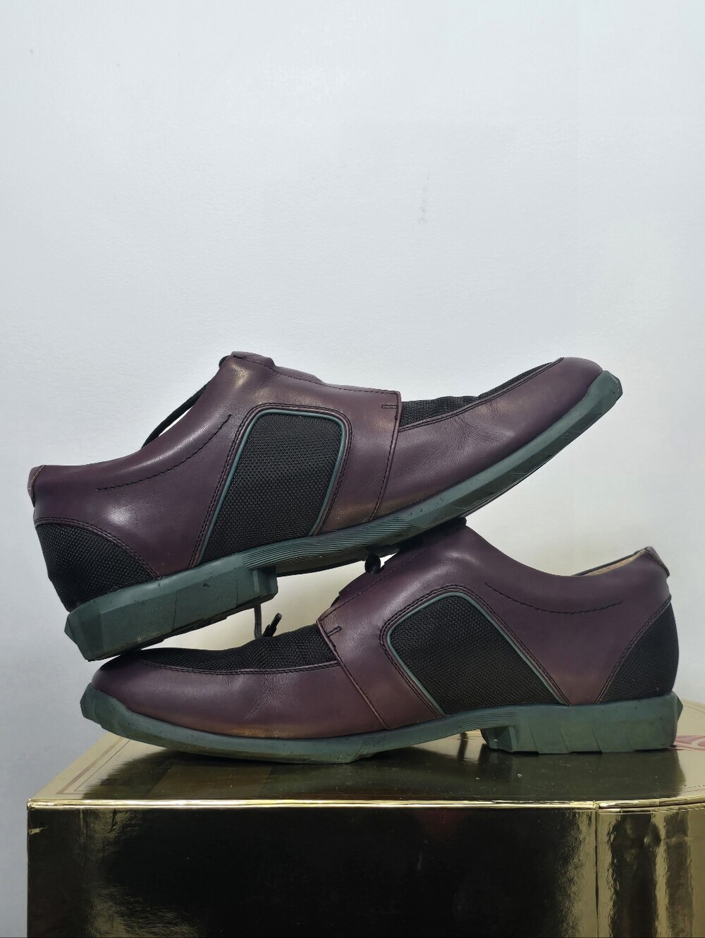 Fluevog Future Round Toe: Bodden Shoes in Plum and Black